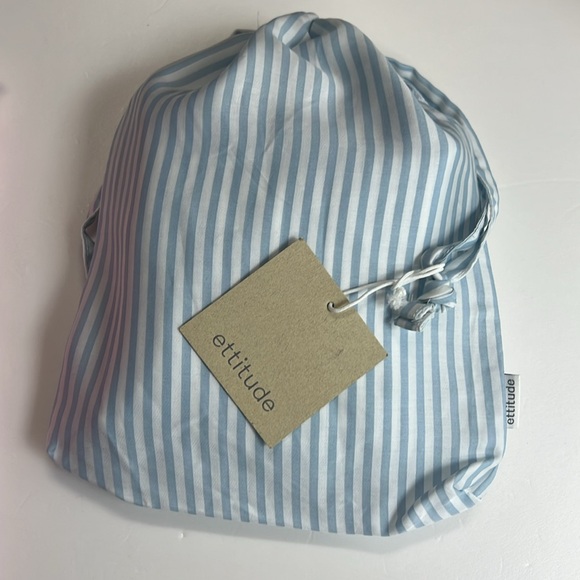 NEW Ettitude Bamboo Sateen PJ Shirt Long Sleeve Starlight Blue Striped Small - Picture 9 of 9